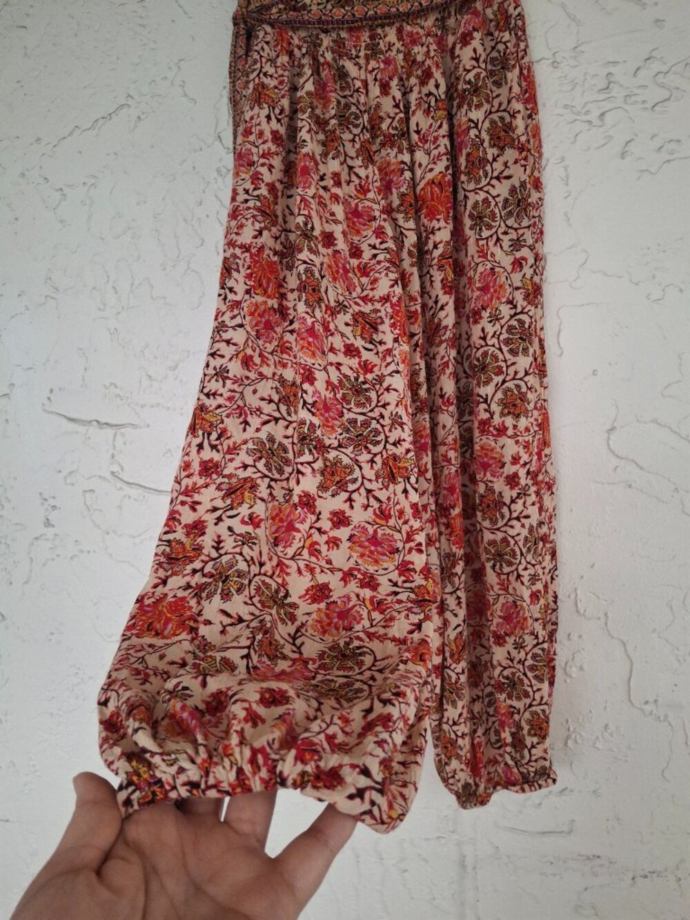 Nicole Miller Bohemian Floral Rayon Lantern Pants Romantic Fest Relaxed Fit M - Picture 6 of 11